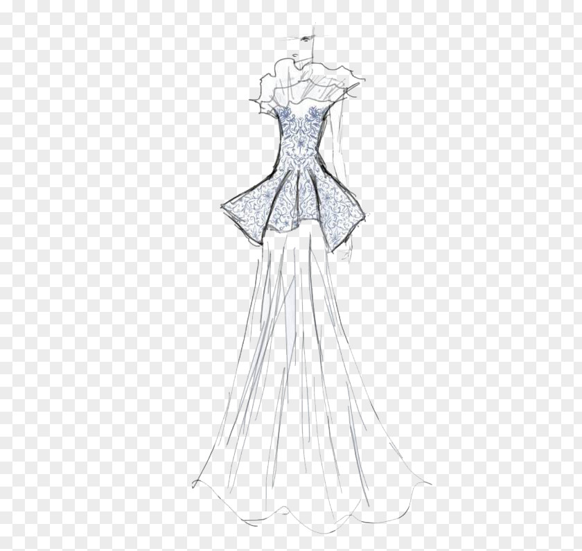 Banquet Service Manuscripts Gown Fashion Design Dress Pattern PNG