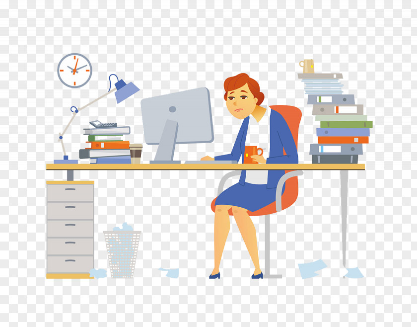 Cartoon Job Computer Desk Employment PNG