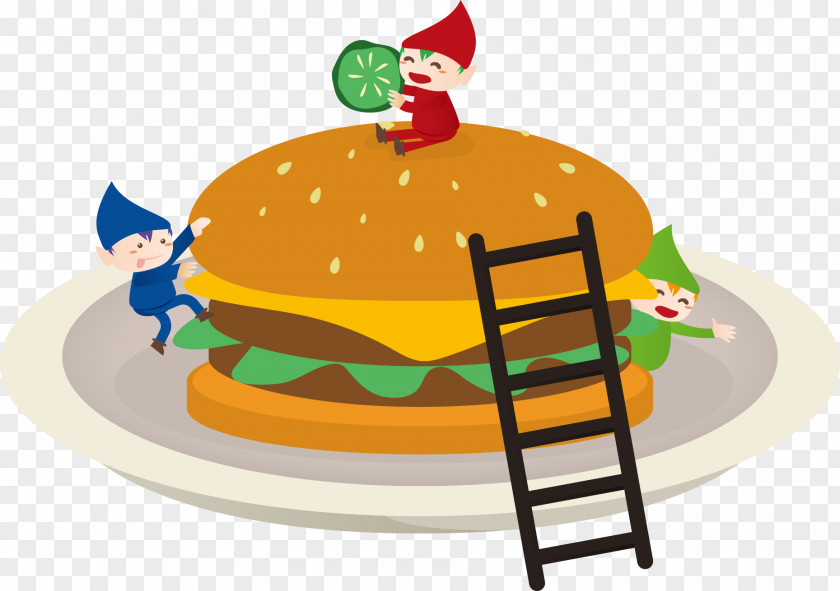 Hamburger Cartoon Junk Food Ladder PNG