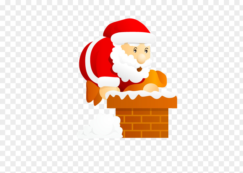 Climbing Santa Claus Reindeer Chimney Icon PNG