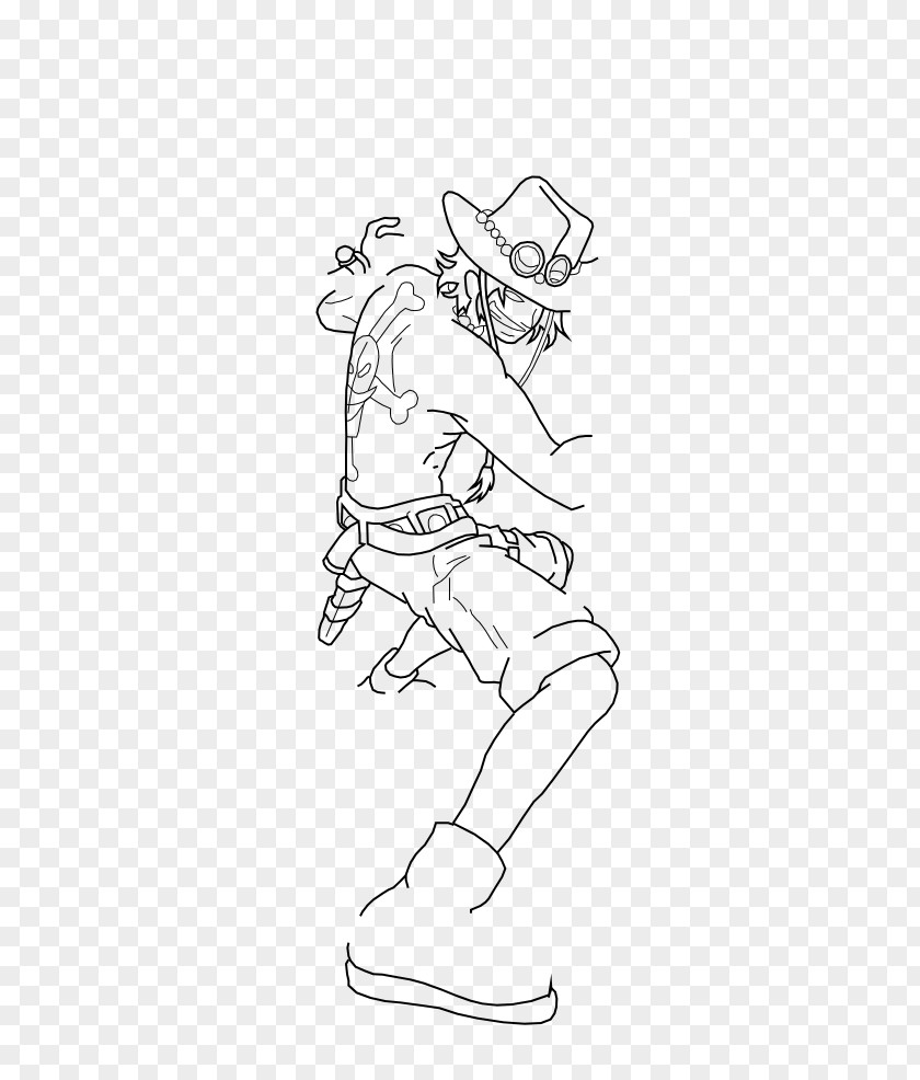 Portgas D. Ace Line Art Drawing Sketch PNG
