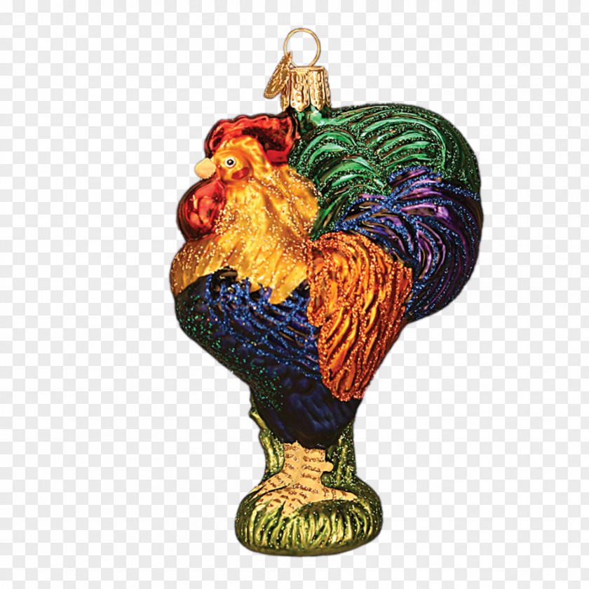 Rooster Christmas Ornament Glass Decoration PNG