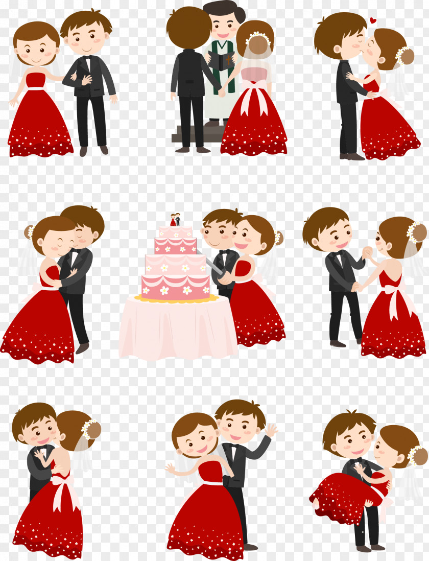 Vector Hand-painted Wedding Pattern Invitation Clip Art PNG