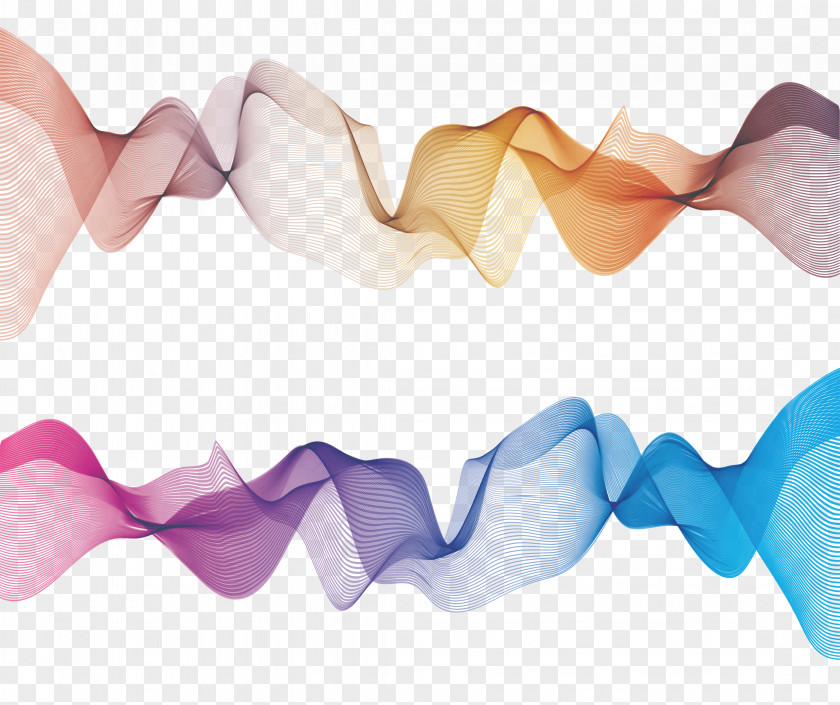 Dynamic Color Waves Decorative Elements Euclidean Vector Line Wave PNG