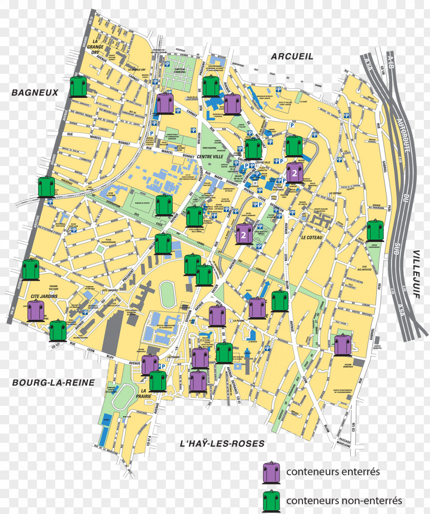 Map Cachan Villejuif Arcueil Bagneux Fresnes PNG