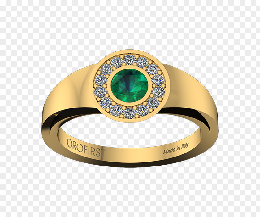 Ring Engagement Diamond Emerald Gold PNG