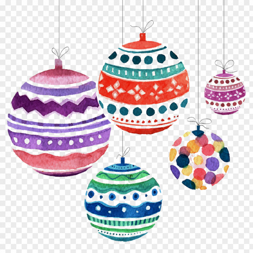 Hand-painted Watercolor Balloon Christmas Ornament Painting Greeting Card PNG