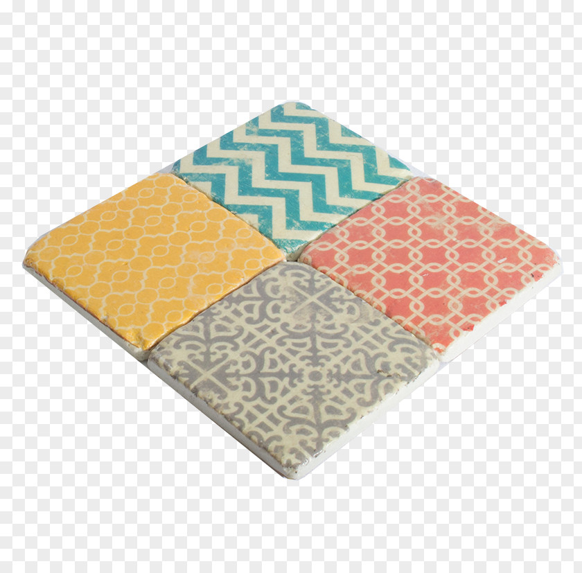 Ceramic Tile Textile Place Mats Turquoise Teal Rectangle PNG