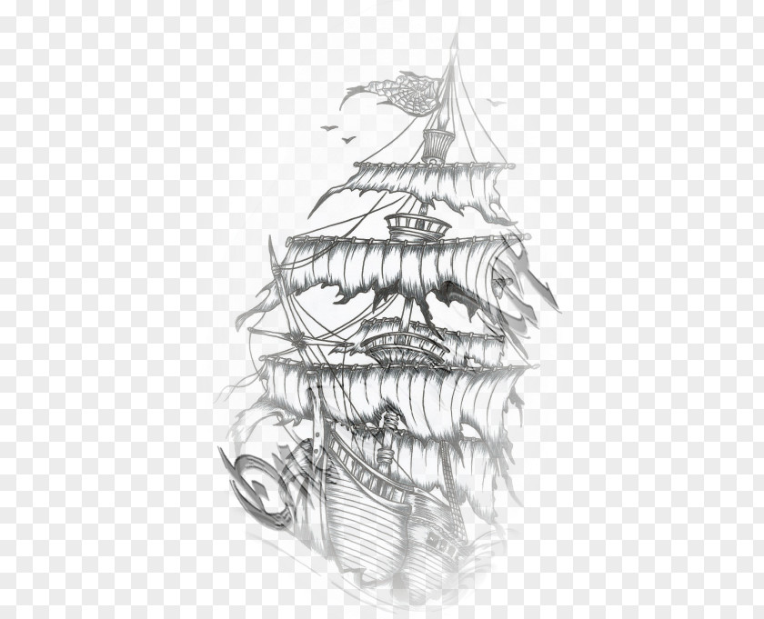 Old School Tatoo (tattoo) Drawing Boat Piracy PNG