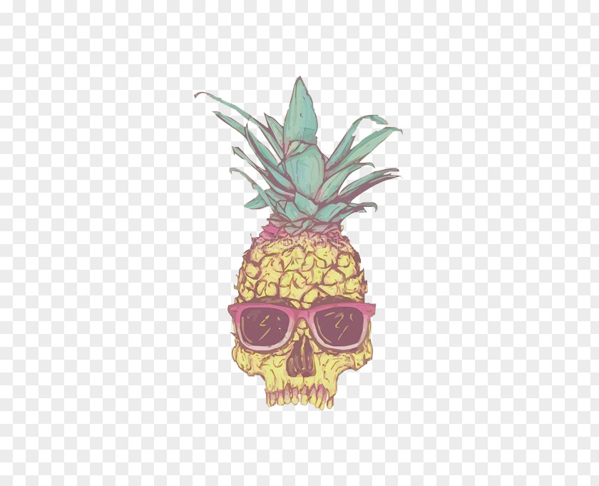 Pineapple Skull Calavera Drawing Wallpaper PNG
