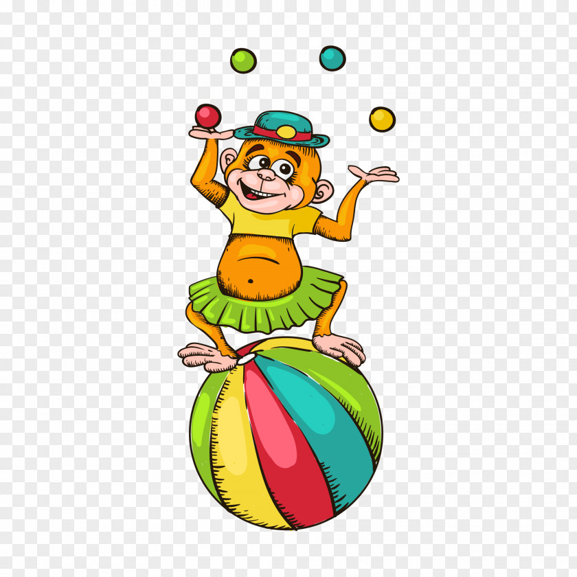 Vector Little Monkey Acrobatics Circus Cartoon Royalty-free PNG