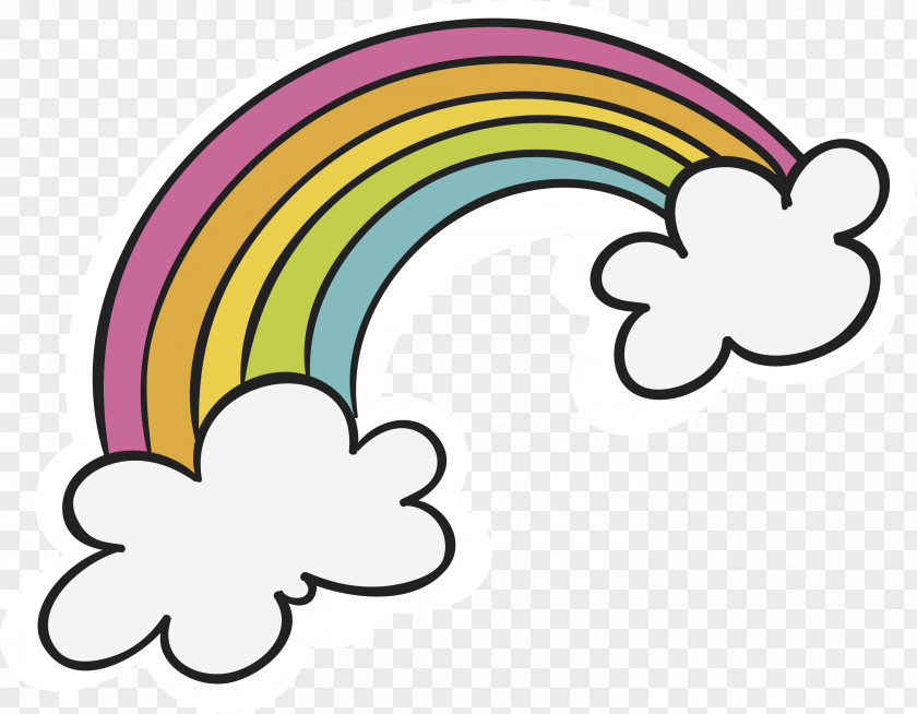Hand Painted Cloud Rainbow Clip Art PNG