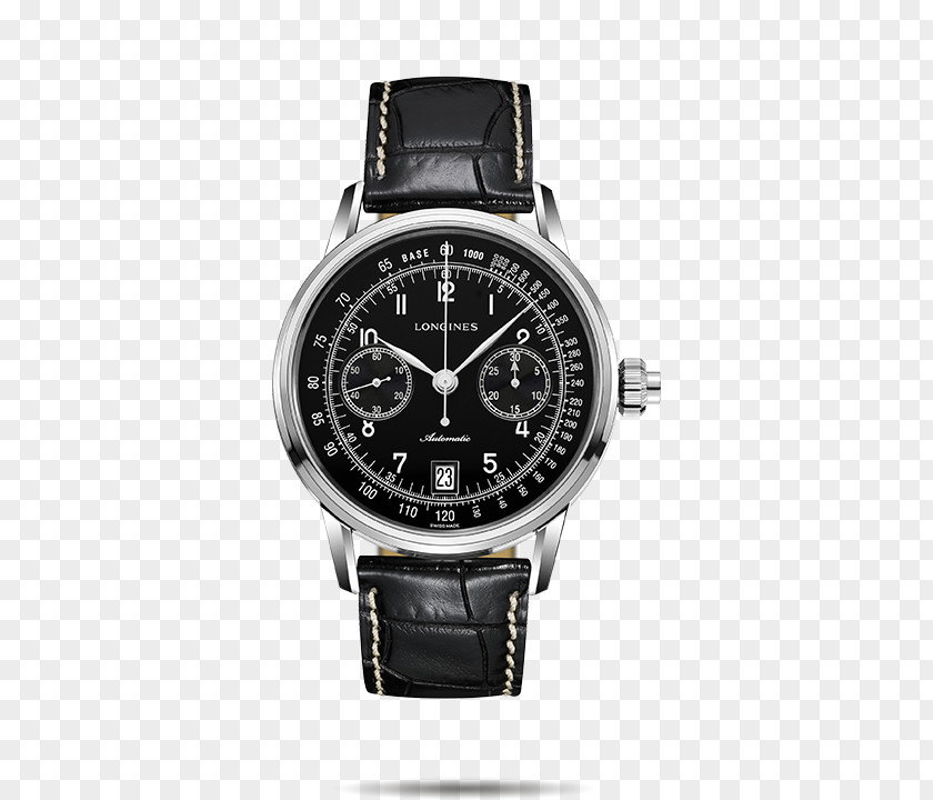 Longines Watches Black Male Table Chronograph Automatic Watch Movement PNG