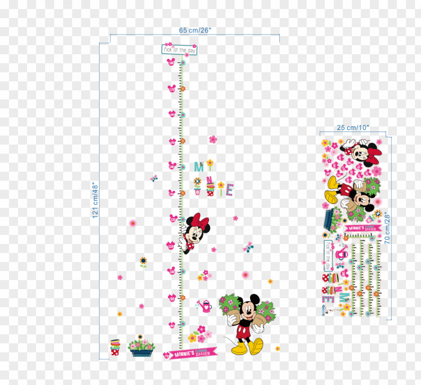 Height Measurement Minnie Mouse Mickey Wall Decal Sticker PNG