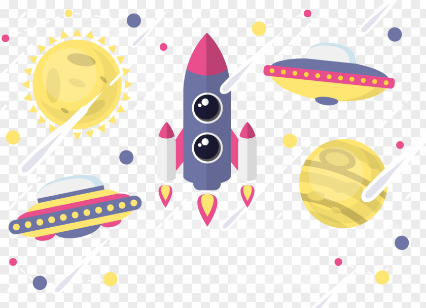 Space Vector Rocket Illustration PNG
