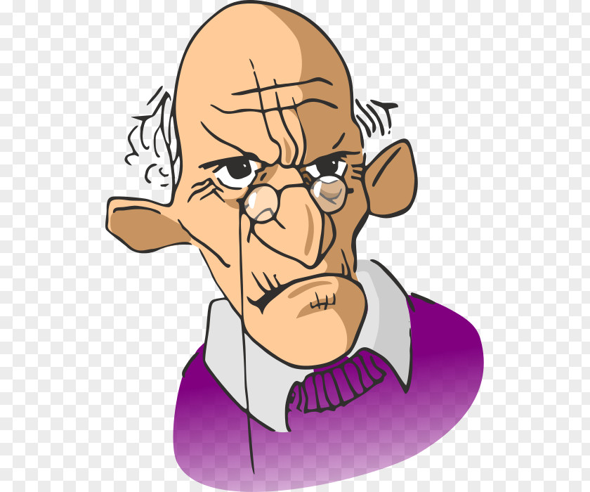 OLD MAN Cartoon Man Glasses Clip Art PNG