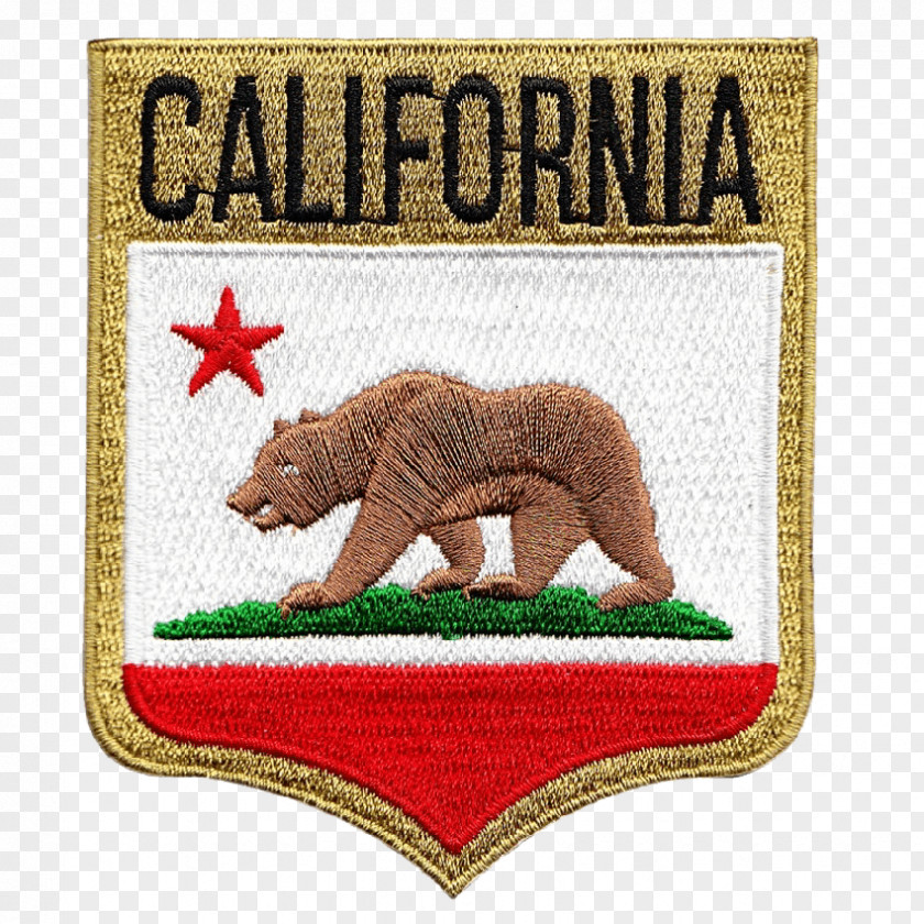 Embroidered Patch Embroidery Emblem California Grizzly Bear Patch, PNG