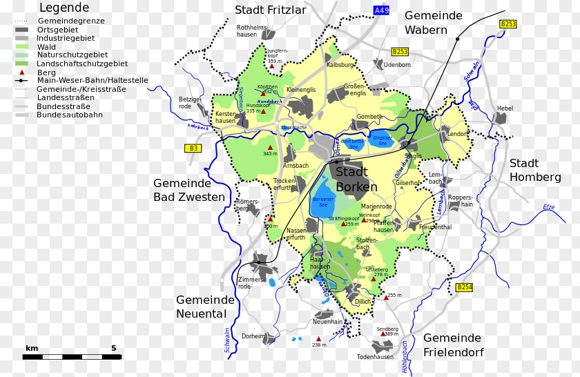Map Melsungen Borkener See North Hesse PNG