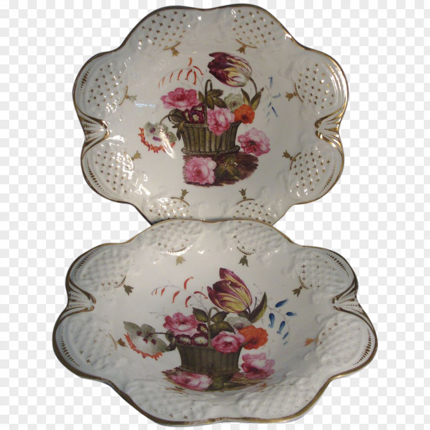 Porcelain Flowers Decoration Tableware Saucer Plate PNG