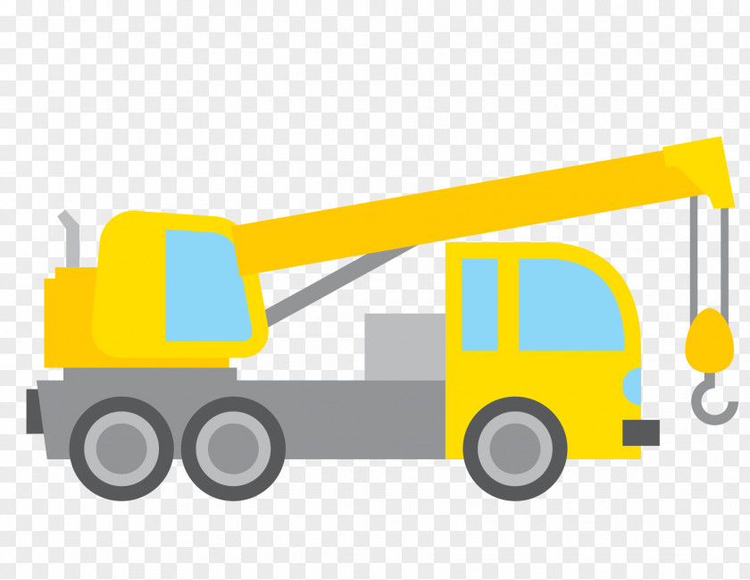 Vector Yellow Crane Car Heavy Equipment Vehicle Clip Art PNG