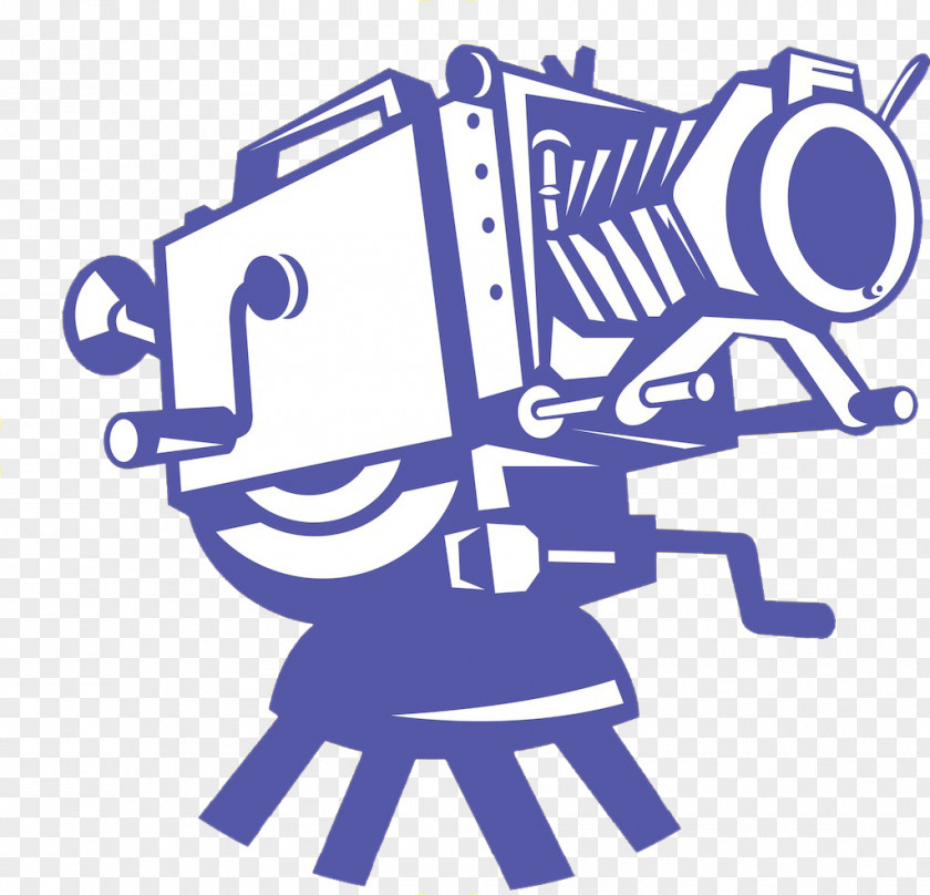 Hand-painted Blue Vintage Retro Film Camera Assignment Photographic Movie Director Clip Art PNG