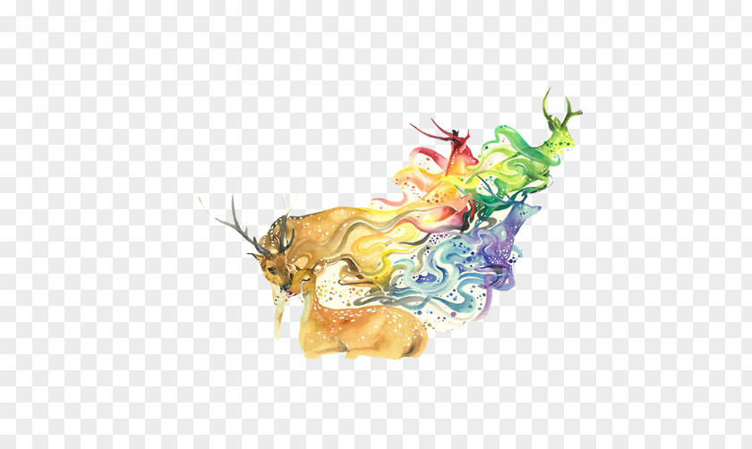 Creative Theme Picture Beautiful Deer Watercolor: Animals Watercolor Painting Drawing Art PNG