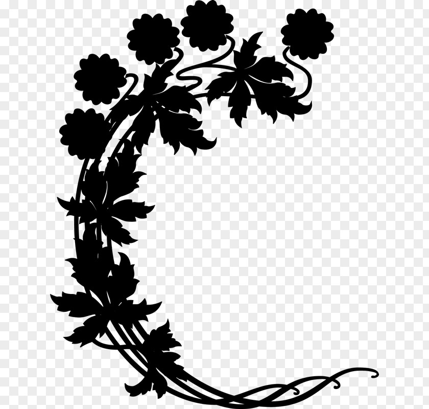 M Flower Plant Stem Grape Clip Art Black & White PNG