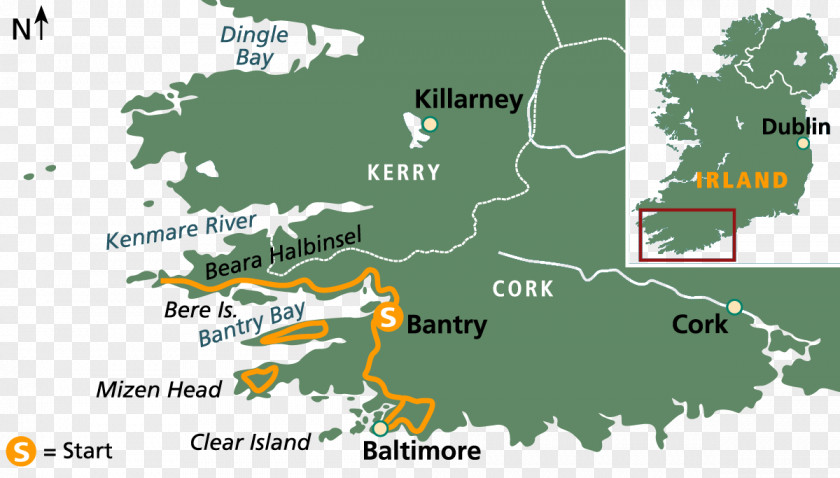 Map Bantry Mizen Head Glengarriff Cork Proclamation 1625: America's Enslavement Of The Irish PNG