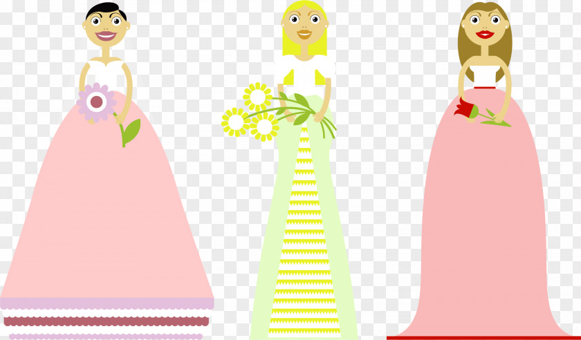 Vector Hand-painted Bride Painted Art Center Clip PNG