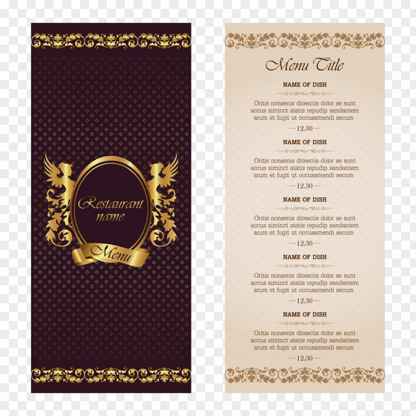 Vector Menu Cafe Restaurant PNG