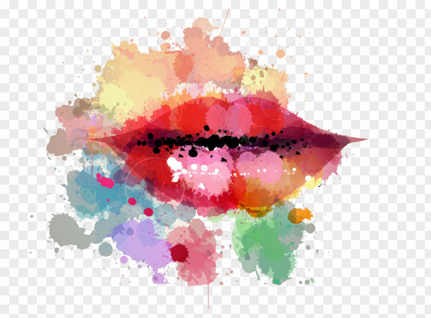 Hand-painted Watercolor Lips Lip Painting PNG