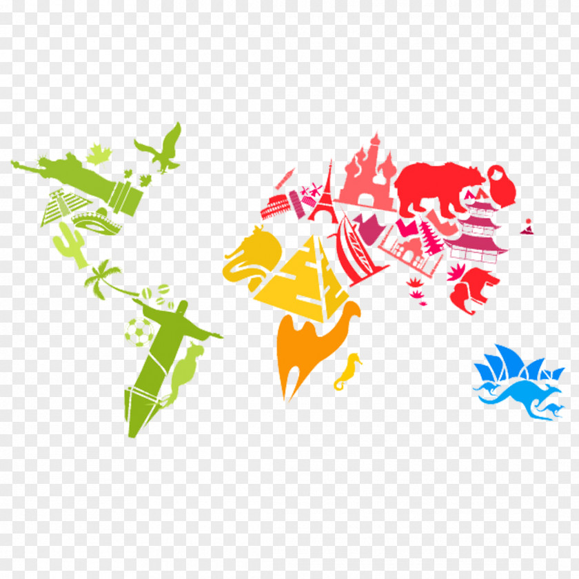 World Travel Map Globe Landmark PNG