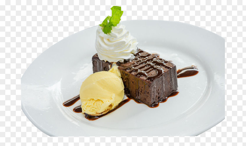 Chocolate Ice Cream Flourless Cake Brownie Dame Blanche PNG
