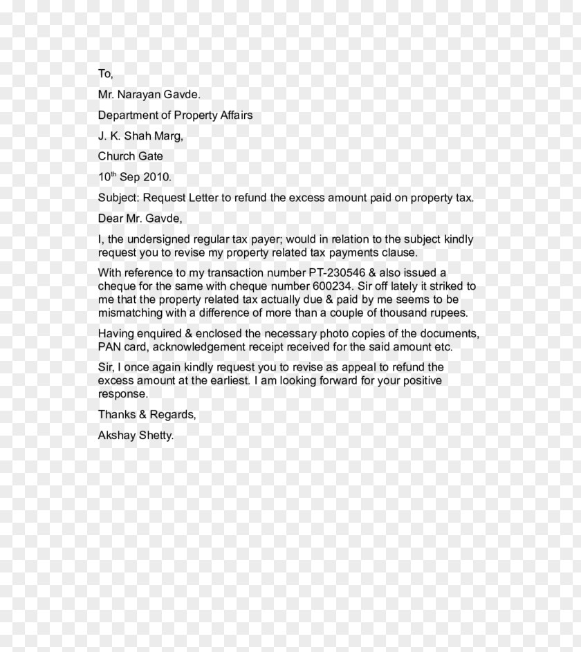 Form Letter Tax Refund Template PNG