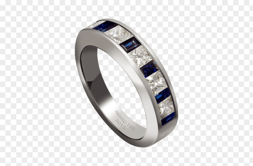 Sapphire Wedding Ring Silver PNG