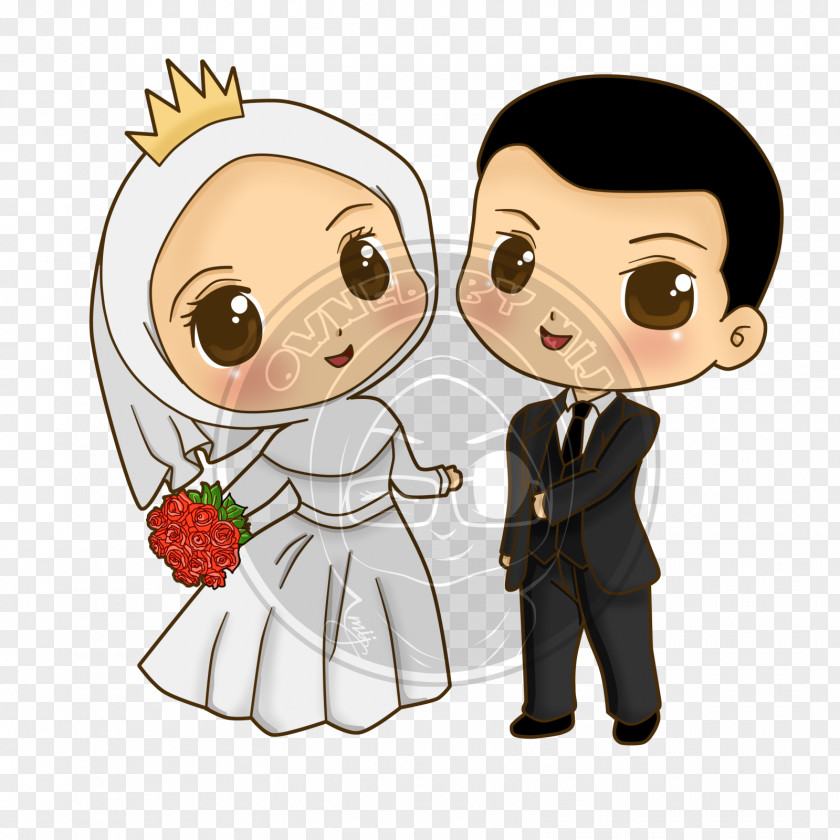 Muslim Wedding Invitation Cartoon Drawing PNG