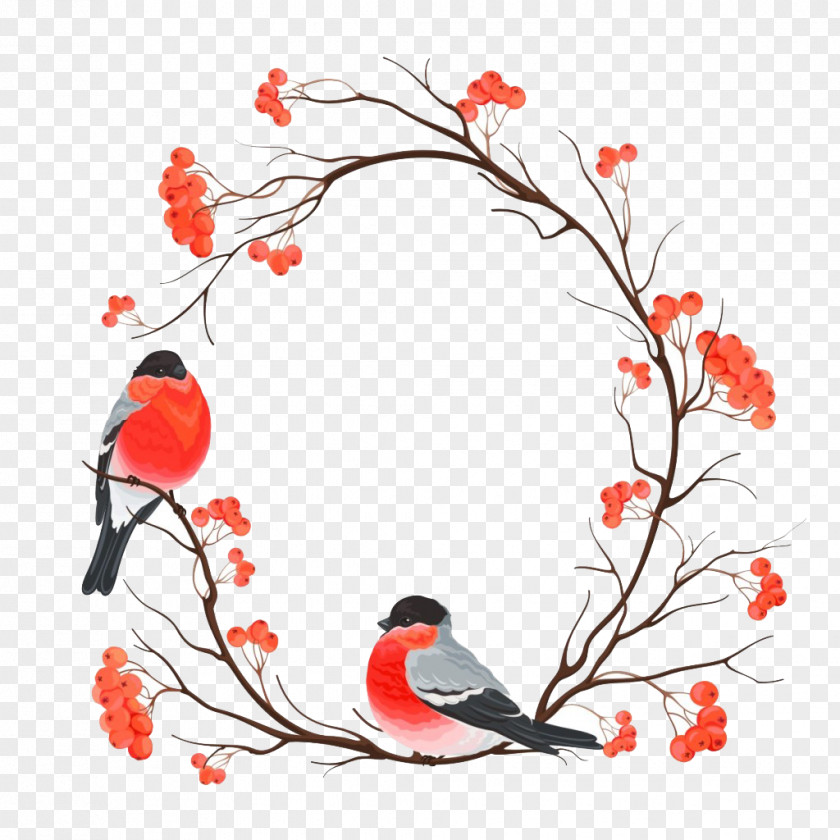 Valentine's Day Wreath Birds Bird European Robin Christmas Snowman Painting PNG