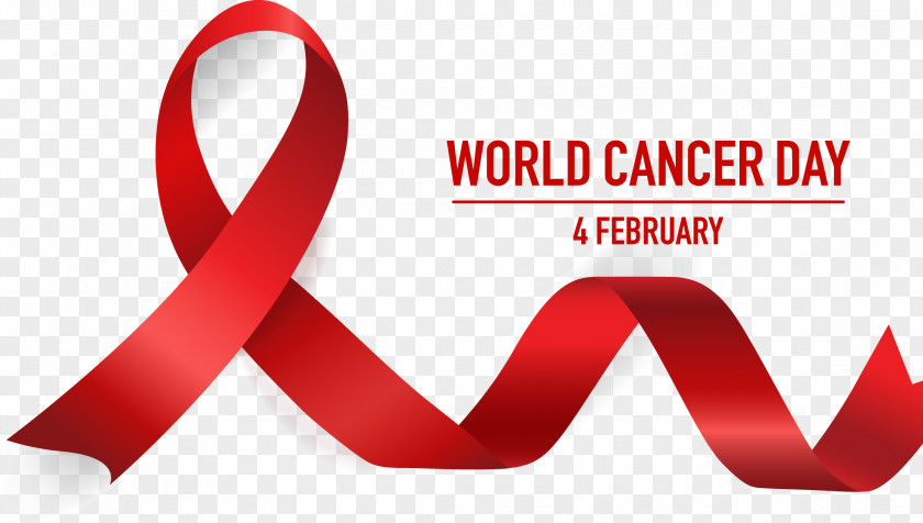 Vector Hand Painted Red Satin Pink Ribbon World Cancer Day PNG