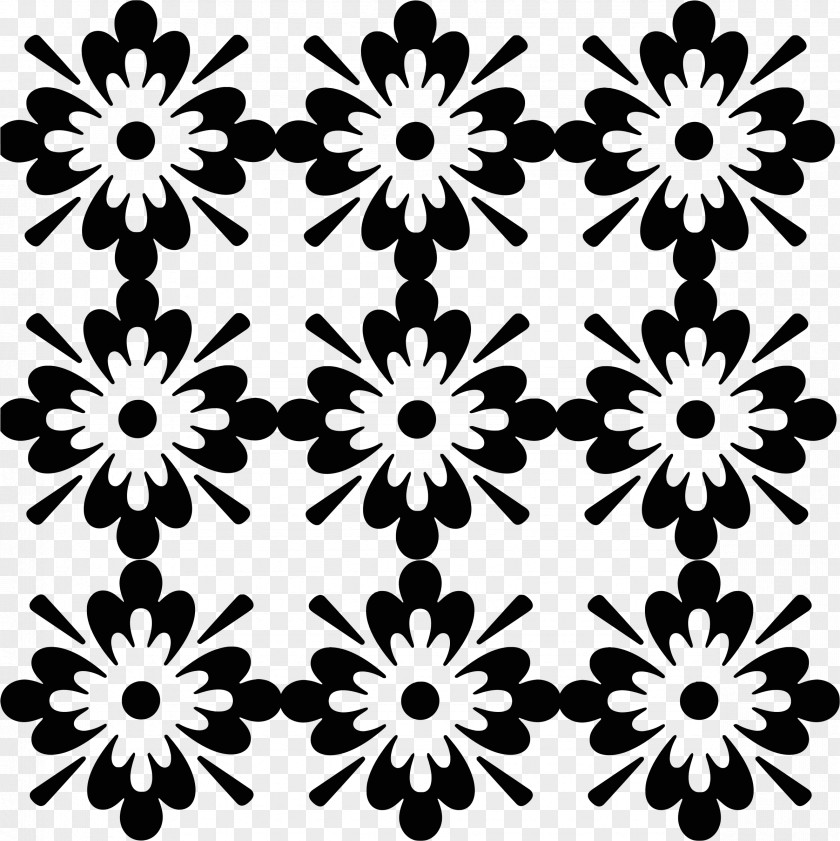 FLOWER PATTERN Black And White Ornament Clip Art PNG