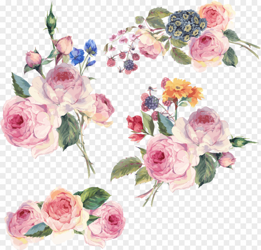 Hand-painted Flowers Vector Flower Floral Design Clip Art PNG