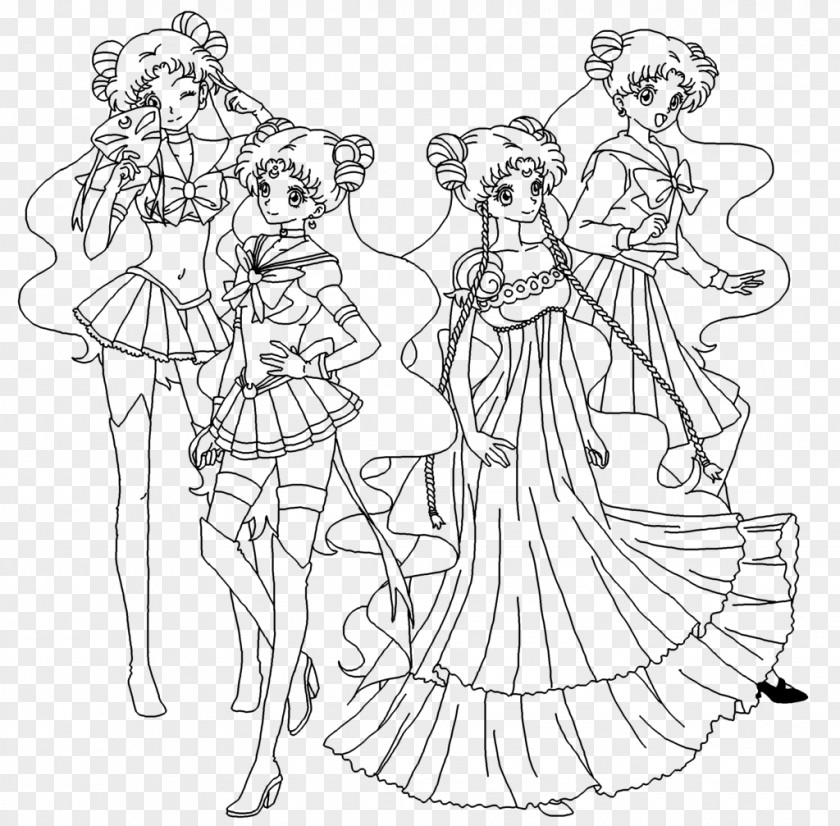 Sailor Moon Venus Line Art Drawing Sketch PNG