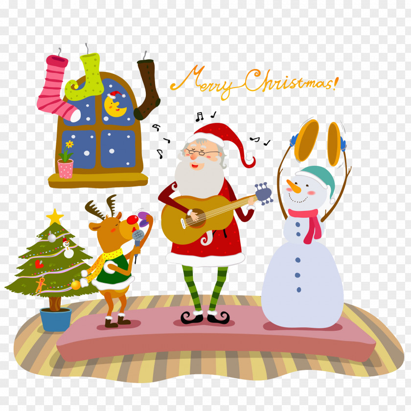 The Snow To Play Santa Claus Rudolph Reindeer Illustration PNG