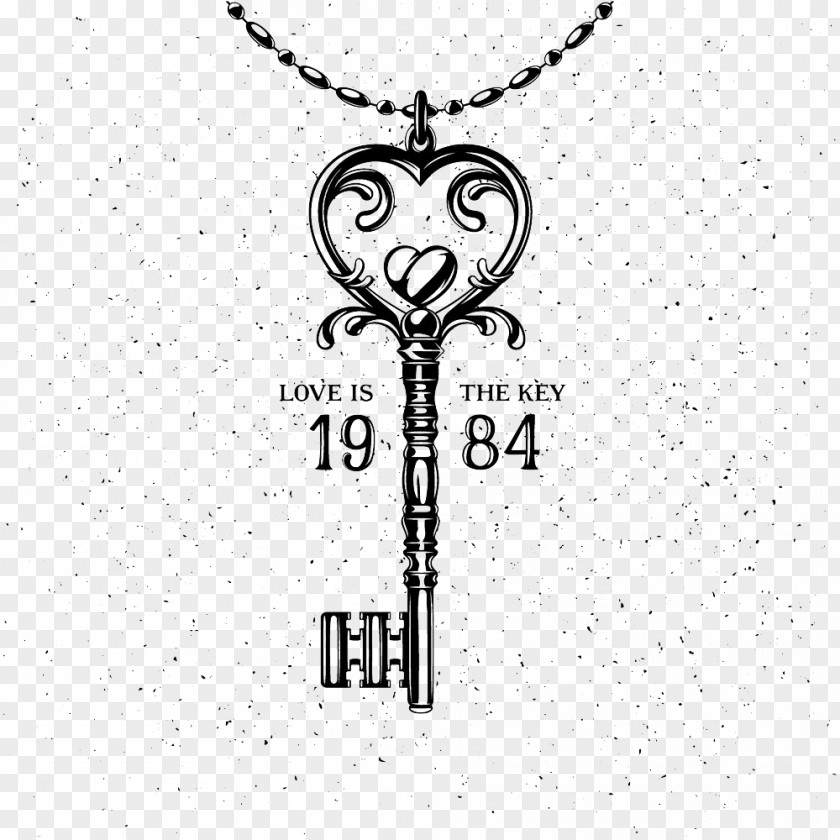Key Necklace Valentines Day Heart Illustration PNG