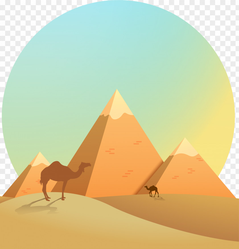 The Belt And Road Desert Background Decoration Egyptian Pyramids Ancient Egypt Illustration PNG