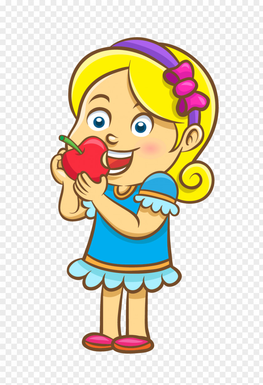 Apple Girl Cartoon PNG Cartoon, eating apple clipart PNG