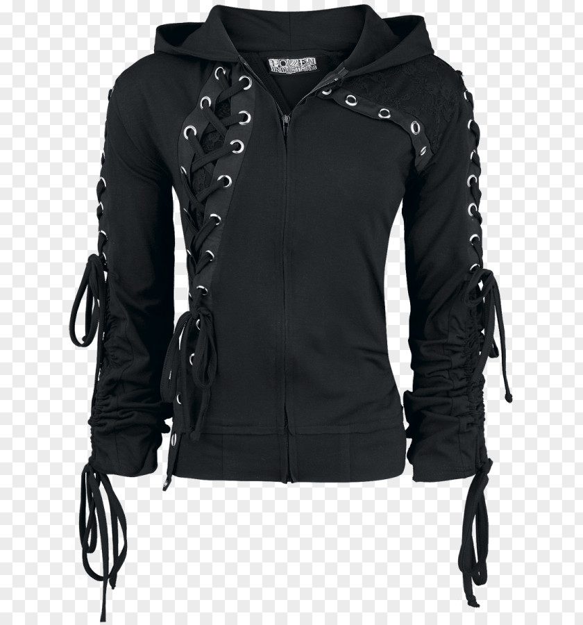 Black Denim Jacket Hoodie Punk Fashion Clothing PNG