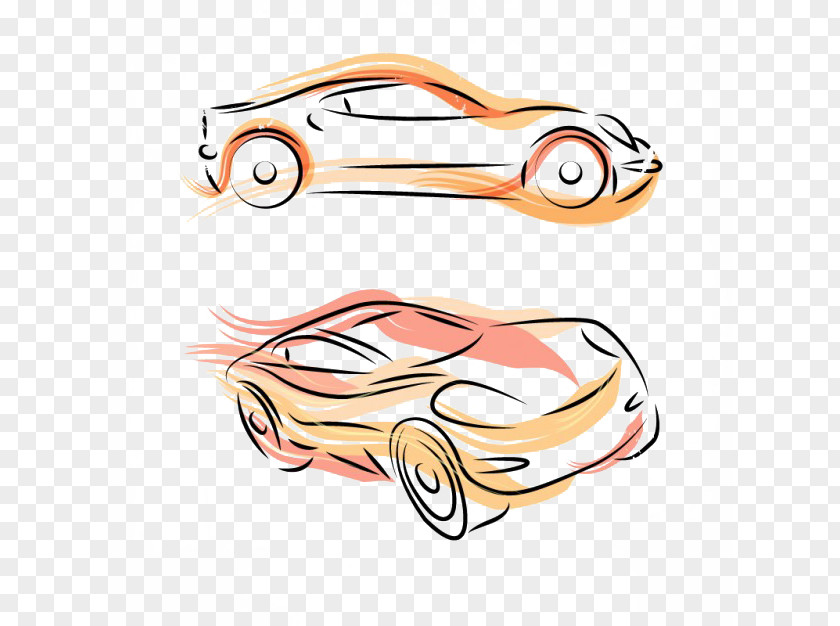 Simple Color Line Sports Car Art Drawing Clip PNG
