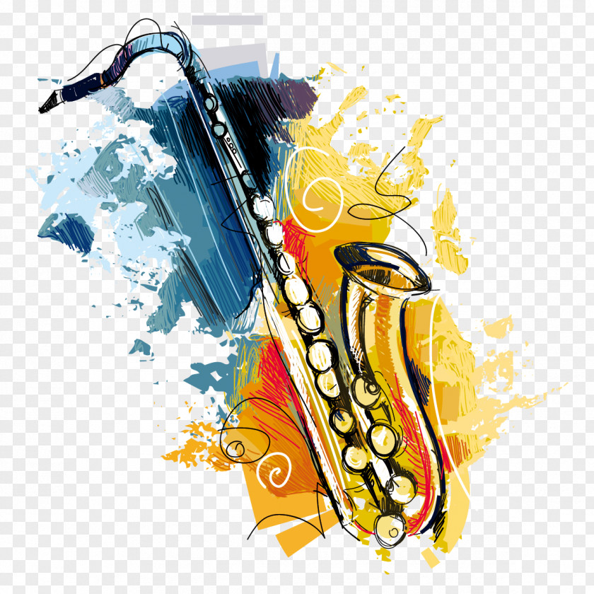 Watercolor Saxophone Brunch Free Jazz PNG