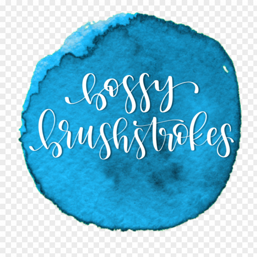 Bossy Lettering Guide Watercolor Painting Turquoise Font PNG