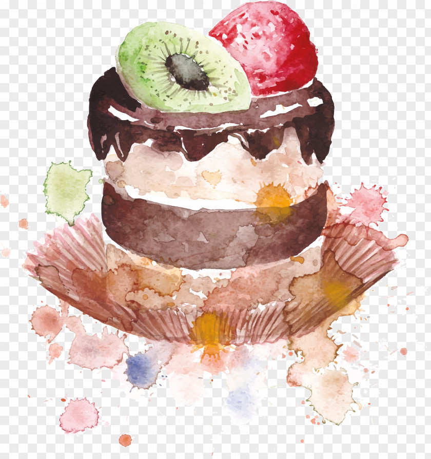 Cupcake Watercolor Painting Vector Graphics PNG